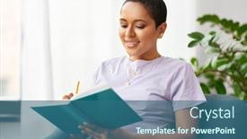  Presentation with diary - Presentation theme featuring people-and-leisure-concept-happy background and a ocean colored foreground