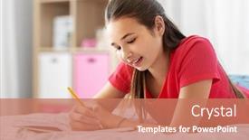  Presentation with diary - Beautiful slide set featuring people-and-leisure-concept-happy backdrop and a coral colored foreground