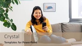  Presentation with asian music - Colorful presentation enhanced with people-and-leisure-concept-happy backdrop and a coral colored foreground