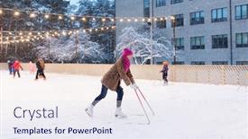  Presentation with rink - Beautiful PPT theme featuring people-and-leisure-concept-happy backdrop and a sky blue colored foreground