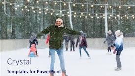  Presentation with rink - Audience pleasing slides consisting of people-and-leisure-concept-happy backdrop and a sky blue colored foreground