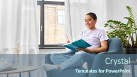  Presentation with african people - Cool new slides with people-and-leisure-concept-happy backdrop and a ocean colored foreground