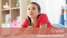 Presentation with teenage girl - Amazing presentation theme having people-and-leisure-concept-teenage backdrop and a coral colored foreground