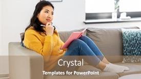  Presentation with diary - Cool new slides with people-and-leisure-concept-thinking backdrop and a coral colored foreground