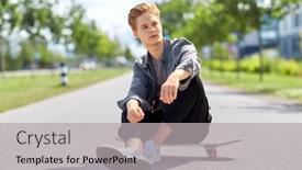  Presentation with people street - Presentation theme consisting of people-and-leisure-concept-young background and a light gray colored foreground