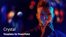  Presentation with black art - PPT theme featuring people-and-life-roles-portrait background and a navy blue colored foreground