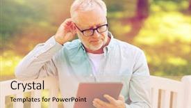  Presentation with learning technology - PPT theme having people and lifestyle distance learning background and a  colored foreground