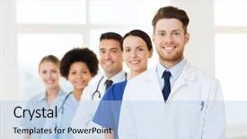  Presentation with medicine - Beautiful slide deck featuring people and medicine concept - group backdrop and a  colored foreground