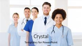  Presentation with hospital - PPT theme with people and medicine concept - group background and a light blue colored foreground