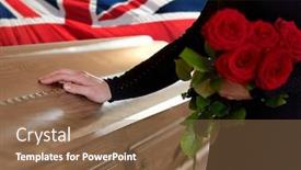 Presentation with funeral roses - PPT layouts consisting of people-and-mourning-concept-woman background and a tawny brown colored foreground