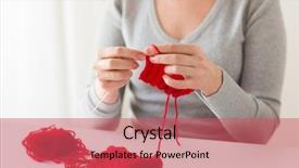  Presentation with needles - Amazing slide deck having people-and-needlework-concept-woman backdrop and a red colored foreground