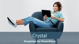  Presentation with young happy people smiling - Audience pleasing slide deck consisting of people-and-technology-concept-portrait backdrop and a ocean colored foreground