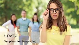  Presentation with teenage girl - Beautiful slide deck featuring people and vision concept - young backdrop and a  colored foreground