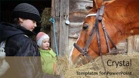  Presentation with sister - PPT theme having people animals - happy brother and sister give background and a coral colored foreground