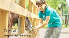  Presentation with farm - Cool new slides with people animals - outdoor portrait of young happy backdrop and a yellow colored foreground