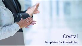 Presentation with good - PPT theme with people applauding a good presentation background and a sky blue colored foreground
