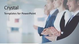  Presentation with good - Slides with people applauding a good presentation background and a light gray colored foreground