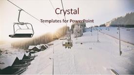  Presentation with ski - Theme with people are lifting on ski background and a sky blue colored foreground