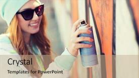  Presentation with street art graffiti - Colorful slide deck enhanced with people art creativity and youth backdrop and a coral colored foreground