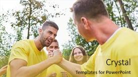  Presentation with festival - Amazing presentation having people at a sports festival backdrop and a yellow colored foreground