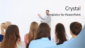  Presentation with personal - PPT theme consisting of people at business presentation background and a  colored foreground