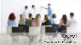  Presentation with business training - Colorful PPT theme enhanced with people at business training backdrop and a light gray colored foreground