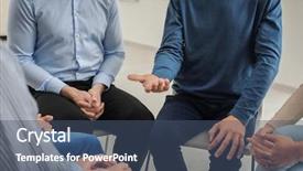  Presentation with psychotherapy - PPT theme enhanced with people at group psychotherapy session background and a ocean colored foreground