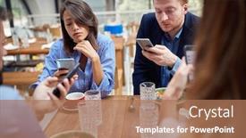 Presentation with social issues - Cool new presentation theme with people-at-lunch-not-talking backdrop and a coral colored foreground