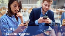  Presentation with social issues - Beautiful slide set featuring people-at-lunch backdrop and a ocean colored foreground