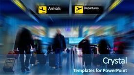  Presentation with people voting election - Audience pleasing presentation theme consisting of people at the airport backdrop and a ocean colored foreground