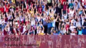  Presentation with union of people - Slide deck consisting of background of crowd of people background and a violet colored foreground