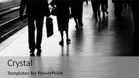  Presentation with station - Slide deck consisting of people at the train station background and a light gray colored foreground