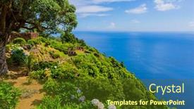  Presentation with holiday destination - Colorful presentation enhanced with people-at-the-viewpoint backdrop and a tawny brown colored foreground
