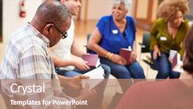  Presentation with bible study - Beautiful slide deck featuring people attending bible study backdrop and a coral colored foreground