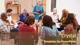  Presentation with bible study - Slide set featuring people attending bible study background and a tawny brown colored foreground