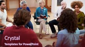  Presentation with bible study - Beautiful PPT theme featuring people attending bible study backdrop and a wine colored foreground