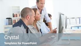  Presentation with group training - Presentation theme having people attending management training background and a gray colored foreground