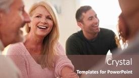  Presentation with group support - Amazing PPT layouts having people-attending-support-group-meeting backdrop and a violet colored foreground