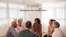  Presentation with group support - Audience pleasing slide deck consisting of people-attending-support-group-meeting backdrop and a lemonade colored foreground