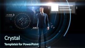  Presentation with augmented reality business - Cool new PPT theme with people augmented reality and futur backdrop and a navy blue colored foreground