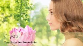  Presentation with pink lotus flower - Theme consisting of people-beauty-and-skin-care background and a blonde colored foreground