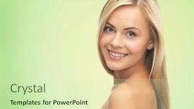  Presentation with green beauty - Amazing PPT theme having people beauty body and skin care concept - beautiful woman face and hands over green background backdrop and a soft green colored foreground