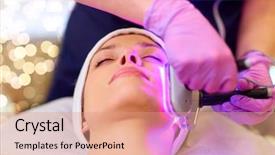  Presentation with beauty cosmetic - Presentation consisting of people beauty cosmetic treatment cosmetology background and a coral colored foreground