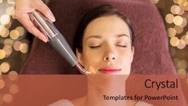  Presentation with spa concept - Presentation having people beauty cosmetology and technology background and a red colored foreground