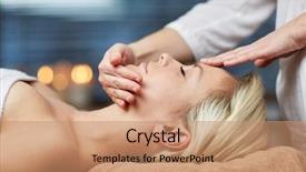  Presentation with young healthy people - Slides having having face or head massage background and a coral colored foreground