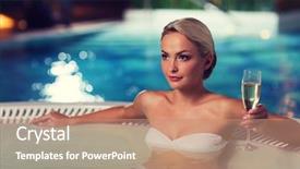  Presentation with young healthy people - Audience pleasing presentation design consisting of people beauty spa healthy lifestyle backdrop and a coral colored foreground