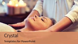  Presentation with spa concept stone - PPT theme consisting of people beauty spa healthy lifestyle background and a coral colored foreground