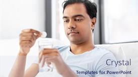  Presentation with water glass - Audience pleasing slide set consisting of people-bedtime-and-rest-concept backdrop and a sky blue colored foreground