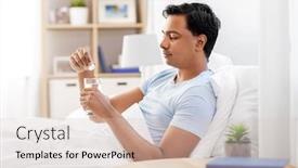  Presentation with water glass - Presentation theme enhanced with people-bedtime-and-rest-concept background and a lemonade colored foreground