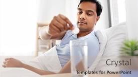  Presentation with water glass - Audience pleasing presentation theme consisting of people-bedtime-and-rest-concept backdrop and a mint green colored foreground